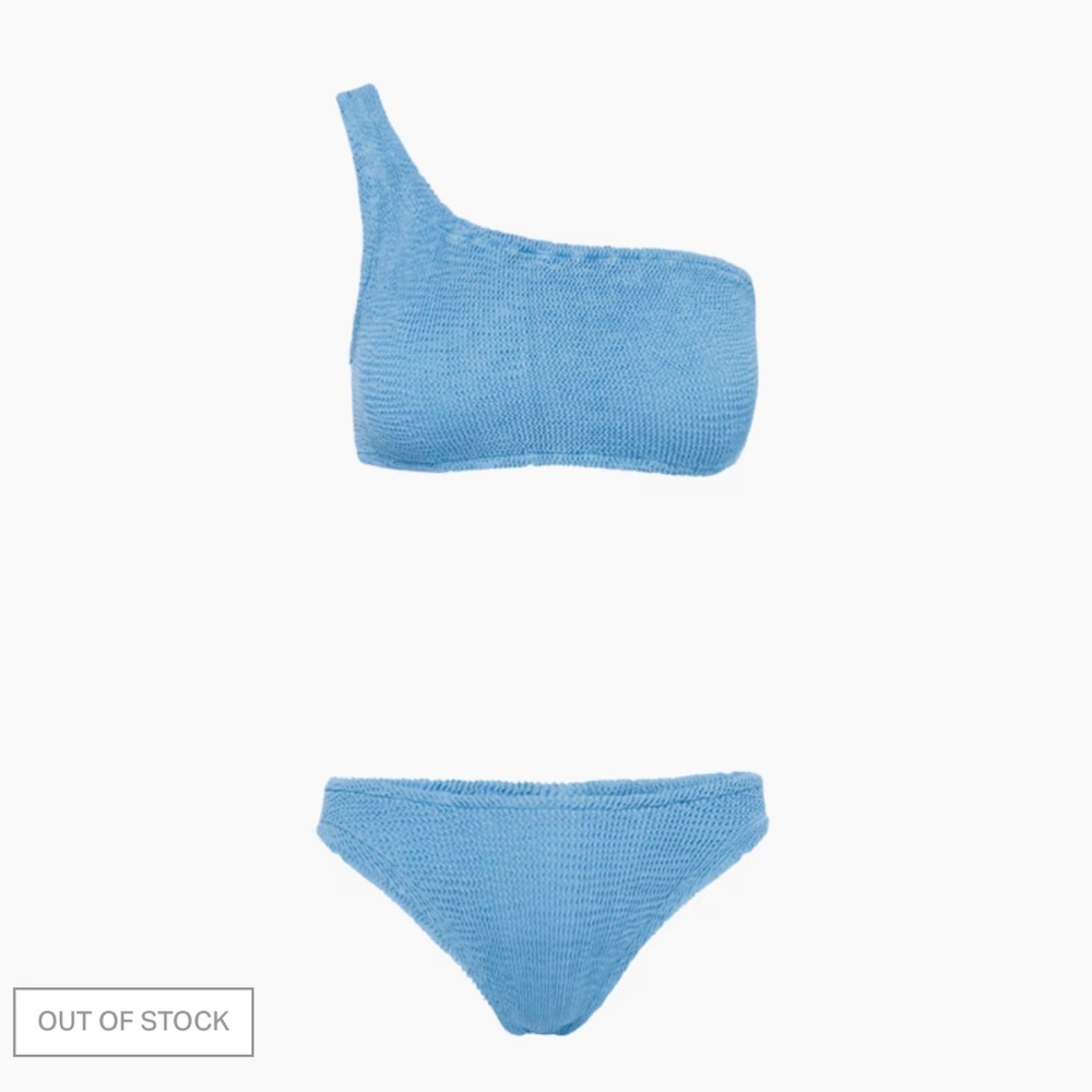 Hunza G One-Shoulder Blue Bikini Set Seersucker
